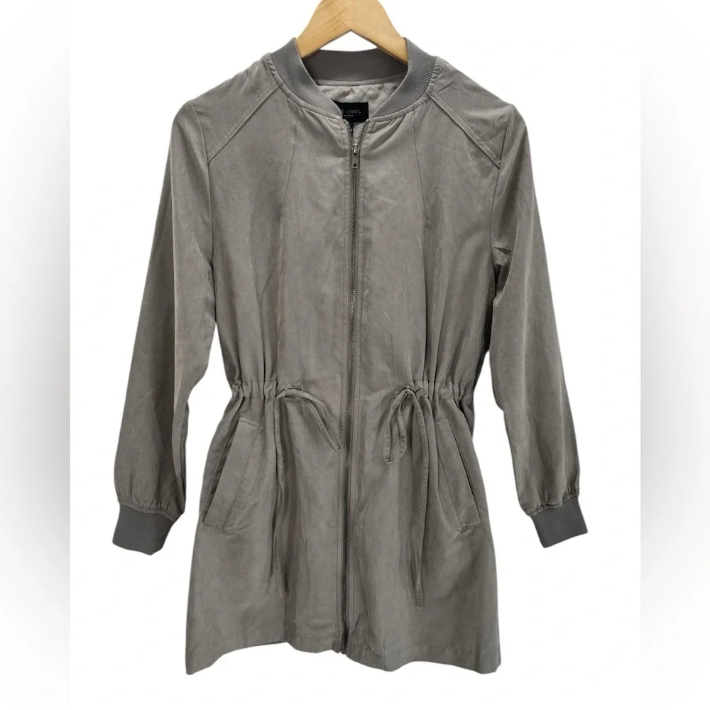 BE COOL Longline Cinched Waist Zip Front Utility Jacket Lightweight Casual M